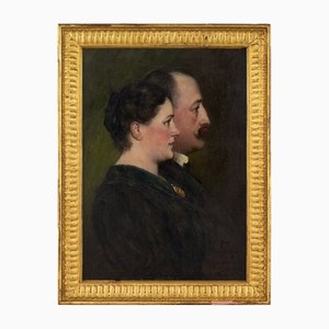 Ferdinand Leeke, Portrait of a Married Couple, Early 20th Century, Oil on Canvas, Framed