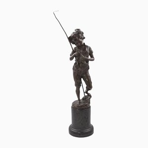 Bronze & Marble Boy with a Fishing Rod