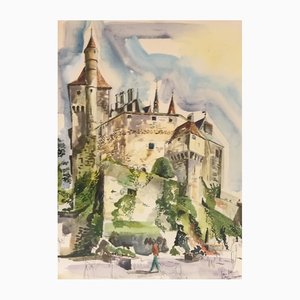 Pierre Duc, Château De Menthon, Saint-Bernard, 1992, Watercolor on Paper, Framed