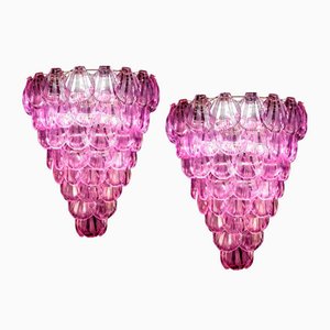 Huge Pink Shell Murano Glass Chandelier, 1980