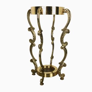 Hollywood Regency Solid Brass Umbrella Stand, Italy, 1970s
