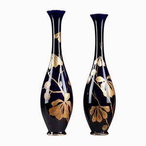 19th Century Blue Tours Porcelain Vases by Gustave Asch, Set of 2