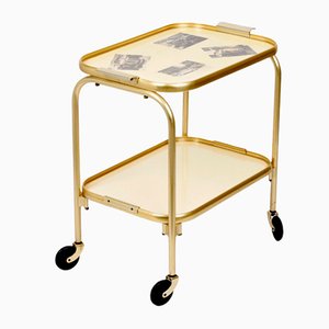Mid-Century Italian Golden Aluminum & Formica Bar Cart, 1950s