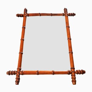 Art Nouveau French Bamboo Mirror, 1900s
