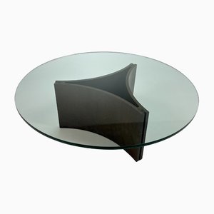 Mid-Century Wengé and Glass Coffee Table, 1960s