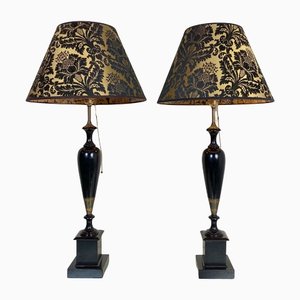 Wooden Turned Table Lamps, 1950s, Set of 2