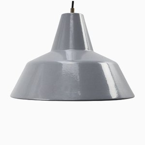 Lámpara colgante holandesa industrial vintage esmaltada en gris de Philips