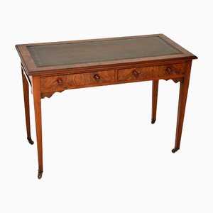 Antique Burr Walnut Leather Top Writing Table