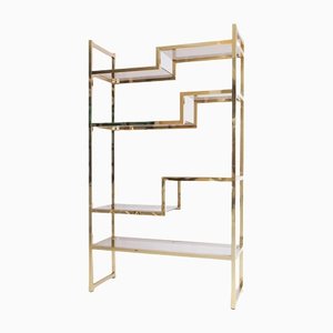 Hollywood Regency Brass Etagere with Glass Shelves