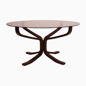 Falcon Coffee Table in Smoked Glass with Beech Legs by Sigurd Ressell, 1970s