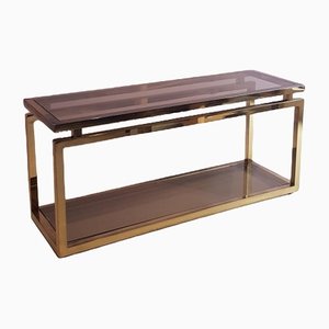 Large Brass Console Table with Smoked Glass from Belgo Chrom