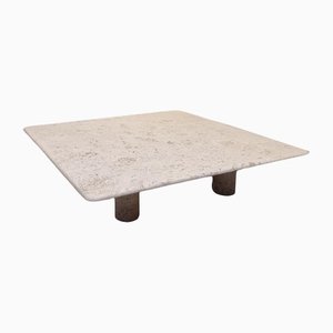 Square Travertine Coffee Table by Angelo Mangiarotti for Up&Up, 1970s