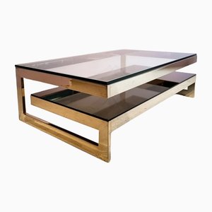 23-Carat Gold-Plated Coffee Table with Glass Tops from Belgo Chrom / Dewulf Sele