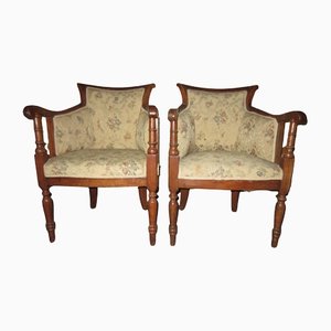Antique Walnut Armchairs, Set of 2
