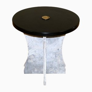 Schwarze Tischplatte mit niedriger Tischplatte aus Marmor
