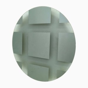 Postmodern Round Wall Mirror with Square Pattern, Italy, 1980s