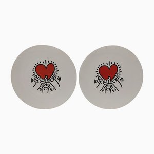 Plates in the style of Keith Haring, 1990s, Set of 2