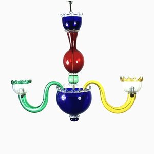 Large Italian Multicolored Murano Glass Chandelier