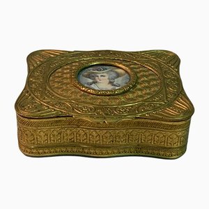 Golden Bronze Box with Lady Miniature