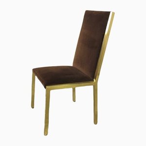 Mid-Century Dining Chairs with Brass Structure, 1970s, Set of 6