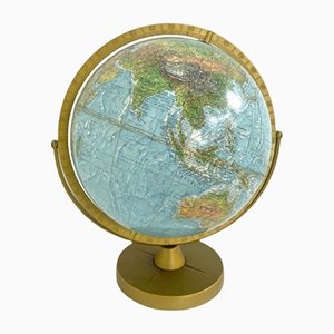 Mid-Century Desk Top Earth Globe with Gold Metal Structure