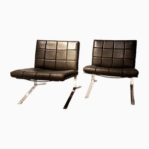 Leather Lounge Chairs Model Joker by Olivier Mourgue for Airborne, Set of 2