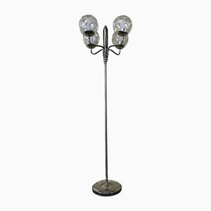 Mid-Century Space Age Floor Lamp in Metal & Glass