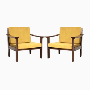 Gelbe dänische Vintage Sessel, 1960er, 2er Set