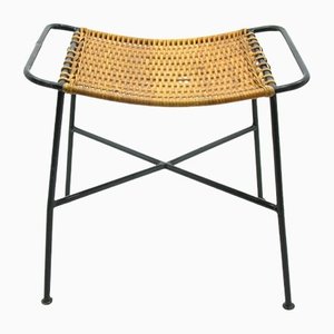 Vintage Rattan Hocker, 1970er