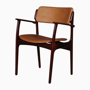 Leather & Rosewood Armchair by Erik Buch
