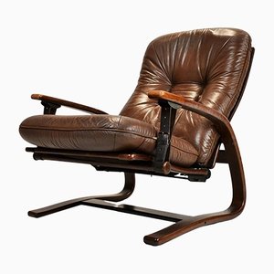 Mid-Century Leather Reclining Lounge Chair from Westnofa, 1960s