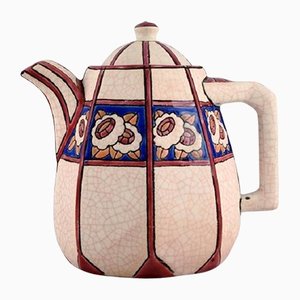 Art Deco Glazed Stoneware Teapot from Longwy, France