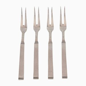 Art Deco Silver Serving Forks from Horsens Denmark, Set of 4