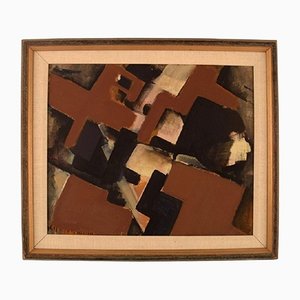 Nils Ingvar Nilsson, Abstract Composition, 1960s, Oil on Canvas, Framed