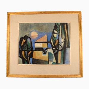 Albert Ferenz, Abstract Landscape, Mid-20th Century, Watercolor on Paper, Framed