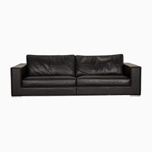 Black Leather Three-Seater Forrest Couch from Rivolta
