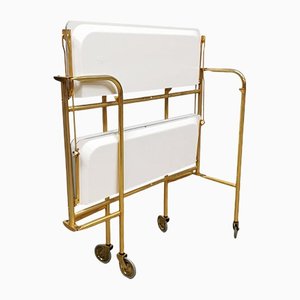 Vintage Brass Metal Folding Trolley Serving Cart