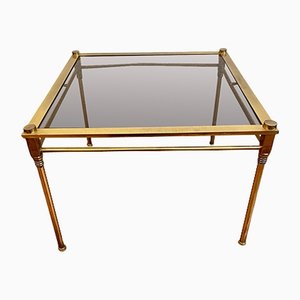 Living Room Table with Golden Brass Frame, 1970s