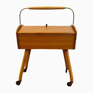 Mid-Century Wooden Sewing Box Table