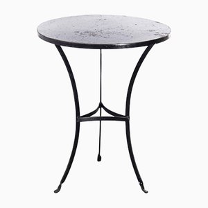 Small French Round Metal Gueridon Table, 1960s