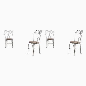 Sculptural Steel Wire Chairs, Italy, 1970s, Set of 4