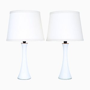 White Glass Table Lamps by Bergboms, 1960s, Set of 2