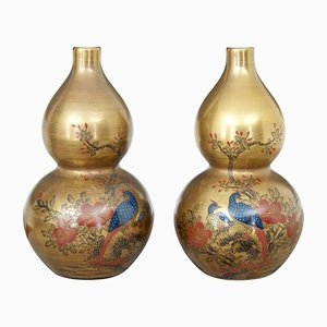 Chinese Hand Decorated Porcelain Vases, 1920s, Set of 2
