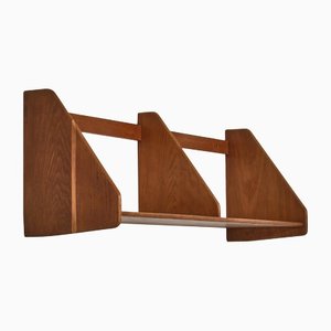 Large Danish Wall Shelf in Patinated Oak by Hans J. Wegner for Ry Mobler, 1950s
