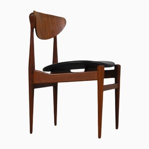 Danish Modern Teak and Black Leather Dining Chairs by Inge Rubino, 1963, Set of 8
