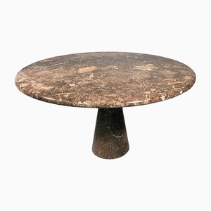 Round M1 Dining Table in Black Emperador Marble by Angelo Mangiarotti
