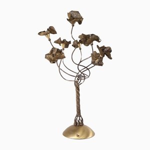 Lampada floreale in ottone