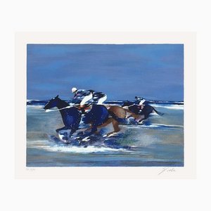 Victor Spahn, Entraînement des jockeys à Deauville II, 2000, Screen Print