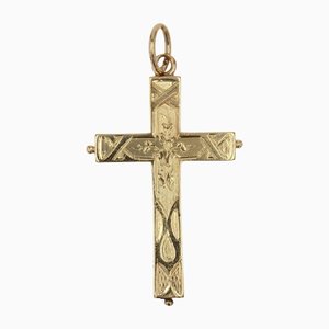 Ciondolo a croce in oro giallo 18 carati, Francia, XIX secolo