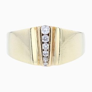 Modern Diamond Line 14 Karat Yellow Gold Ring